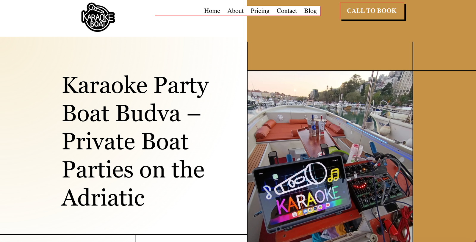 Karaoke Party Boat Budva home page